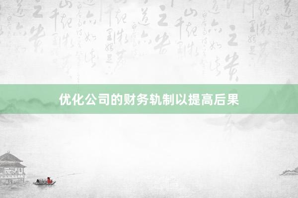 优化公司的财务轨制以提高后果
